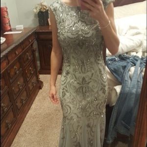 Adrianna papell formal silver grey dress